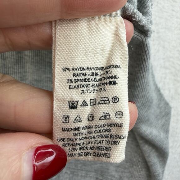 We The Free People L Large Grapevine Asymmetric Tunic Top Gray Boho Oversized - Picture 8 of 13